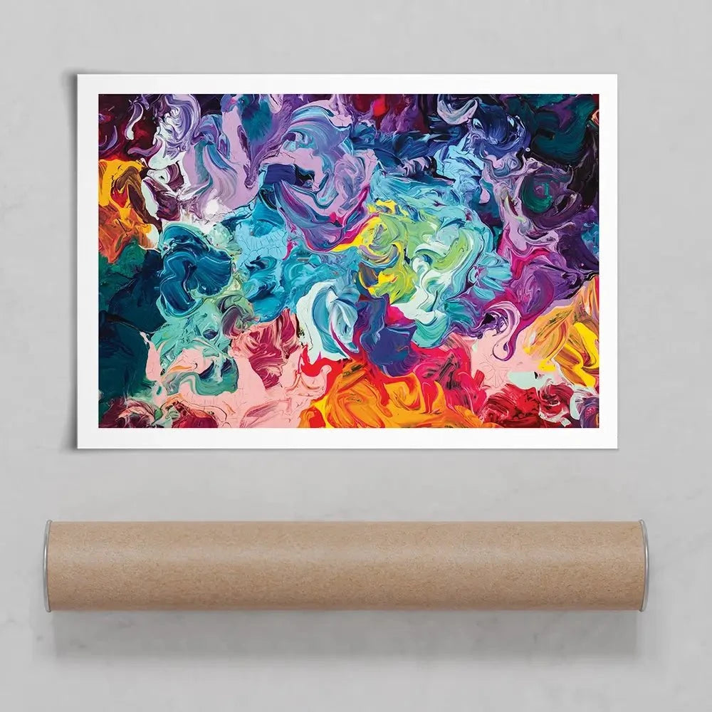 Colourful Abstract Oil Painting Art Print