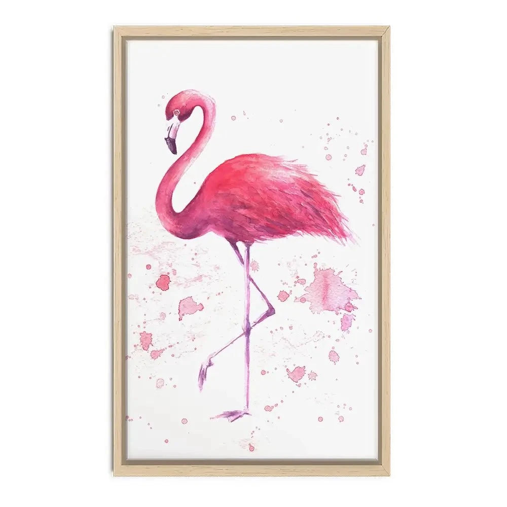 Pink Watercolour Flamingo Canvas Print
