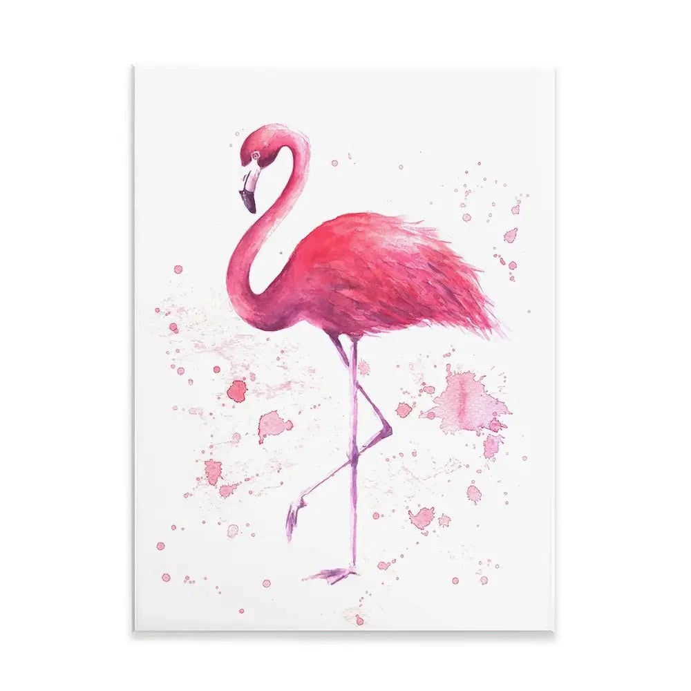 Pink Watercolour Flamingo Canvas Print