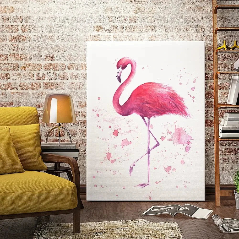Pink Watercolour Flamingo Canvas Print