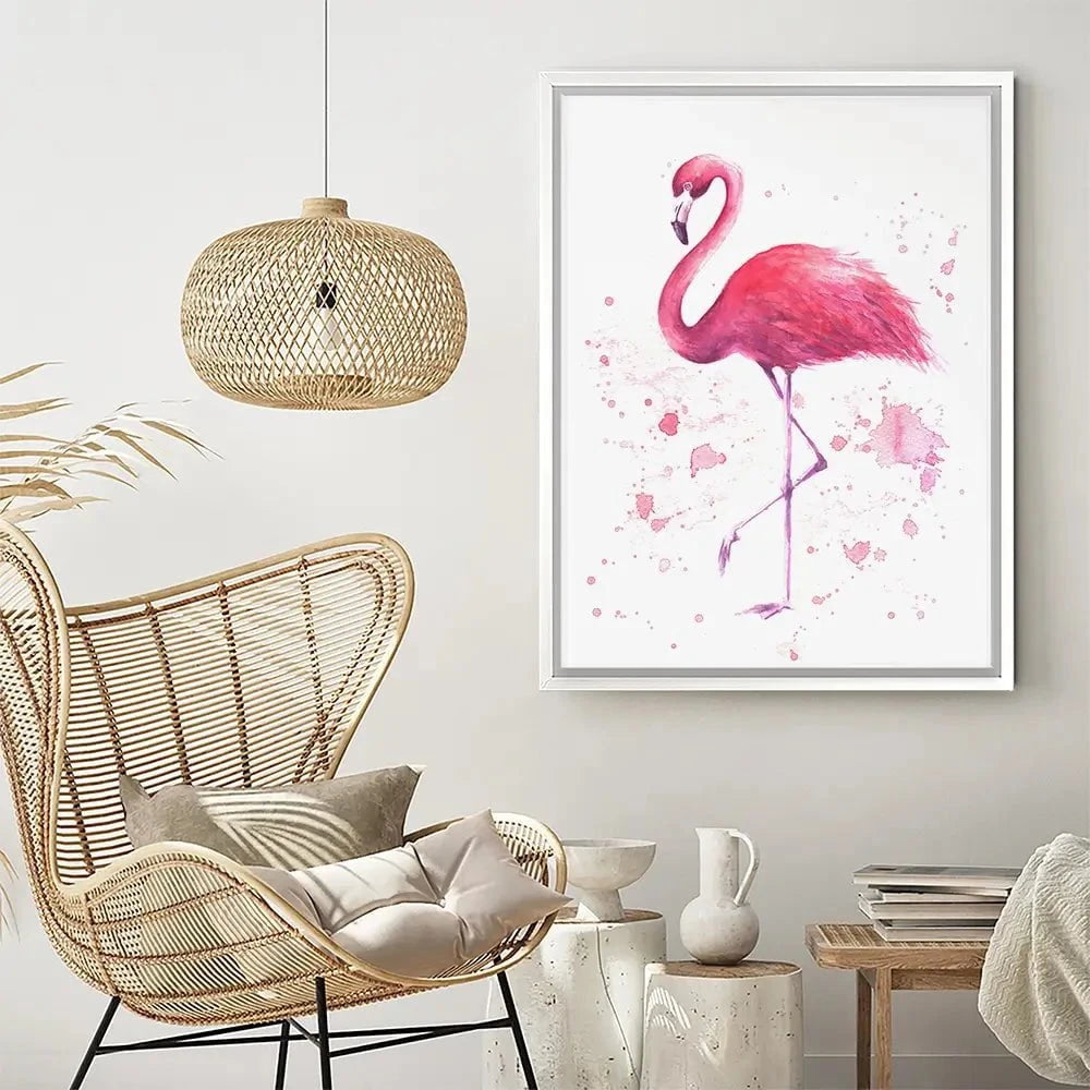 Pink Watercolour Flamingo Canvas Print