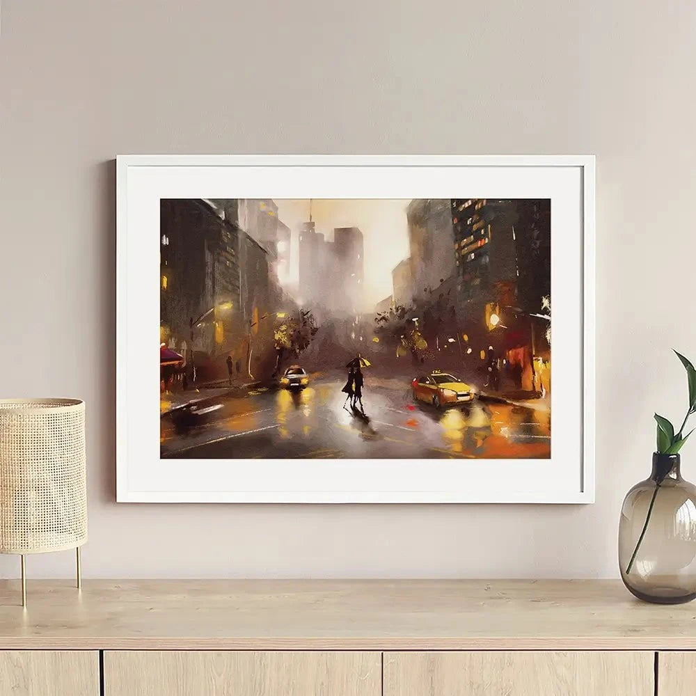 Walking In New York Framed Art Print