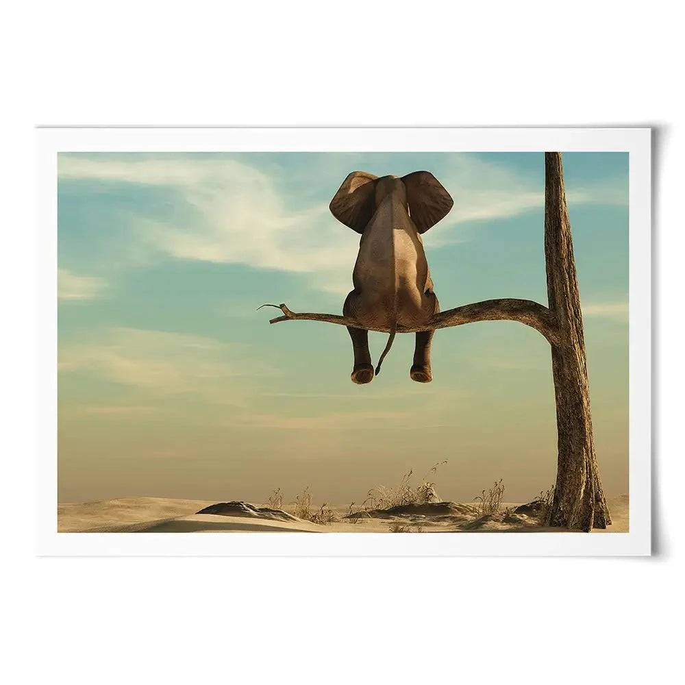 Sitting Elephant Art Print