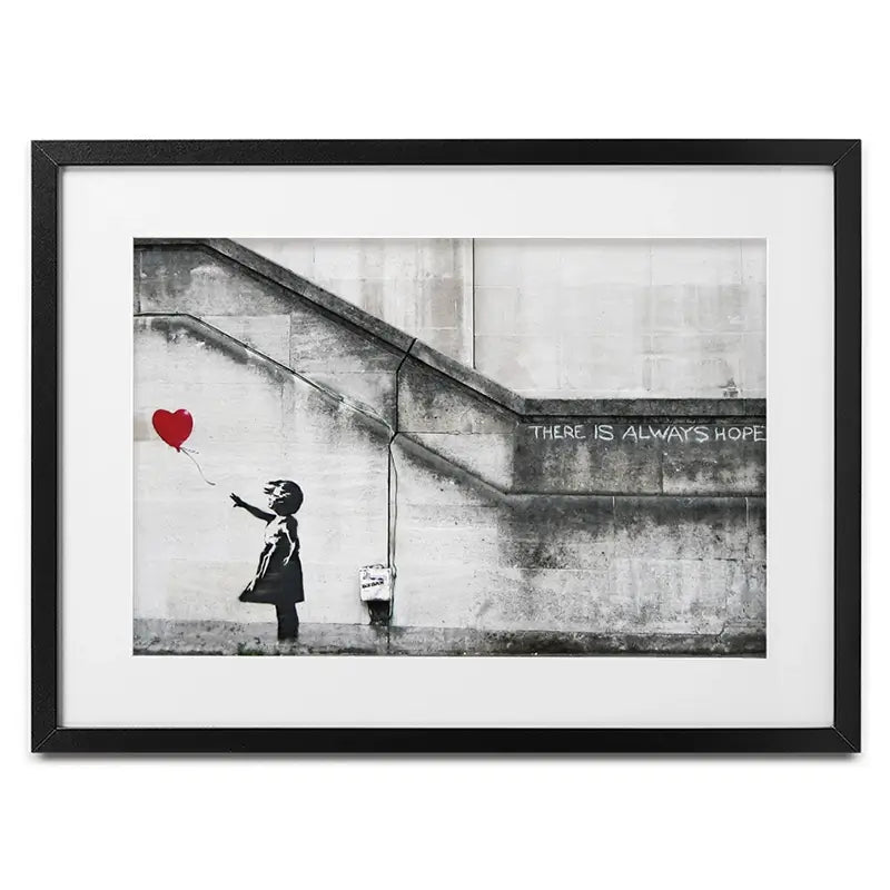 Girl And Heart Balloon Framed Art Print