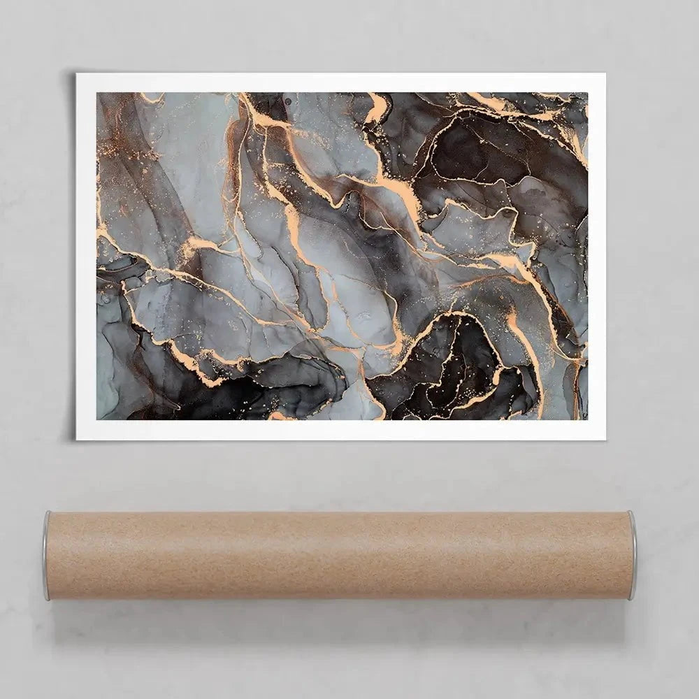 Charcoal Marble Art Print