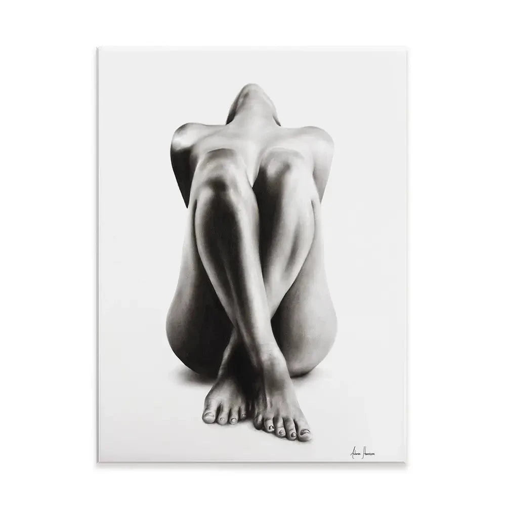 Nude Woman Charcoal Study Canvas Print