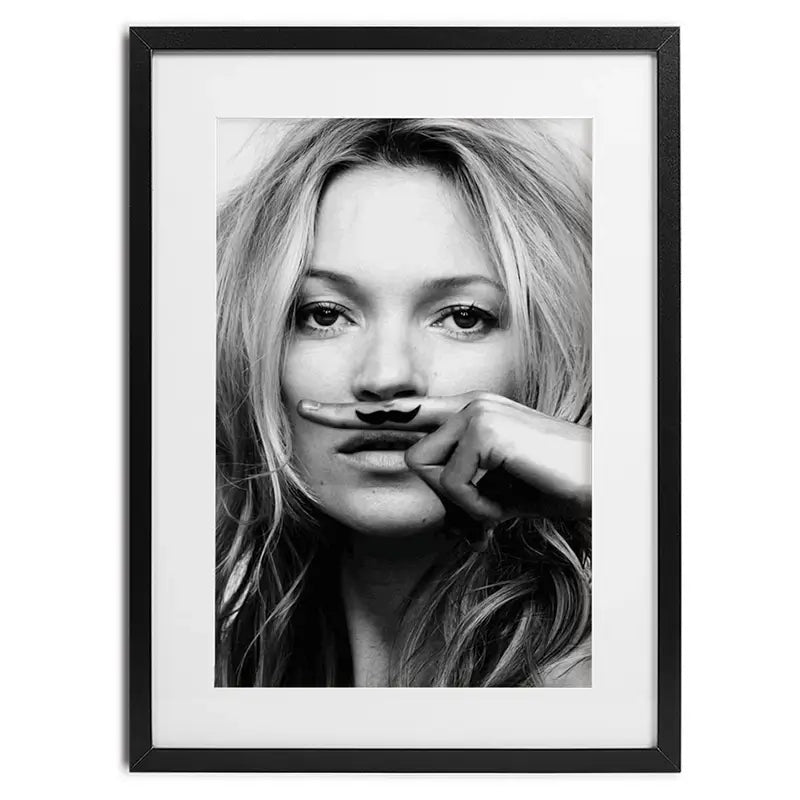Kate Moss Moustache Framed Art Print