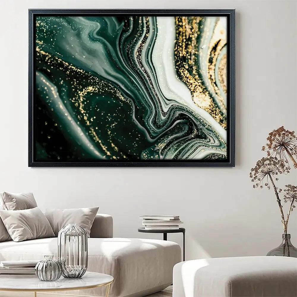 Bottle Green Marble Canvas Print