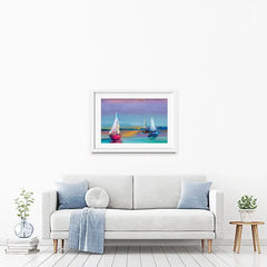 Colourful Trio Of Boats Framed Art Print