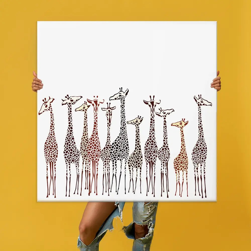 Line Of Giraffes Oversized Canvas Print