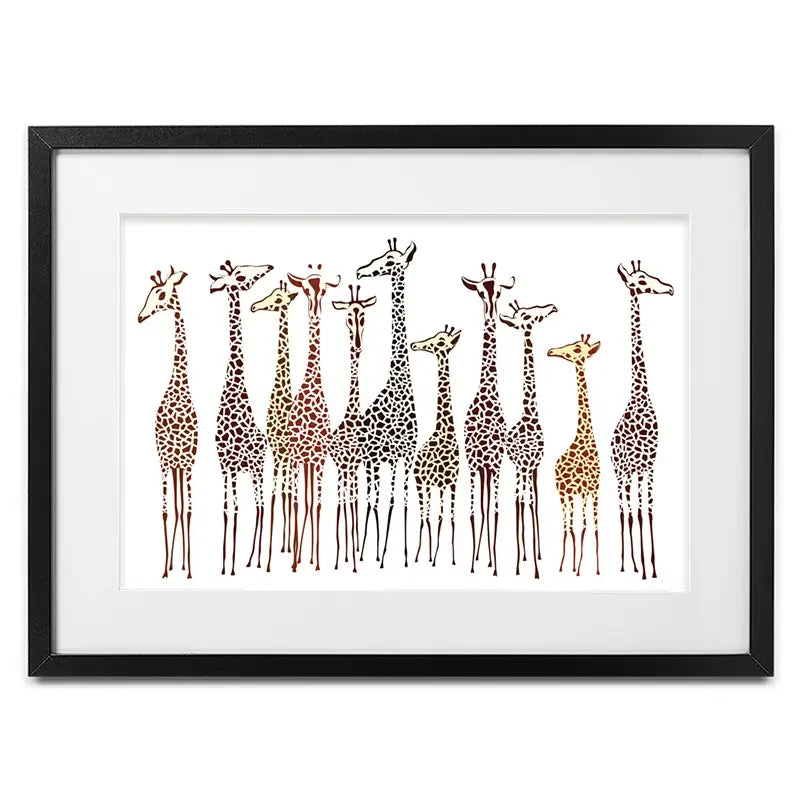 Line Of Giraffes Framed Art Print