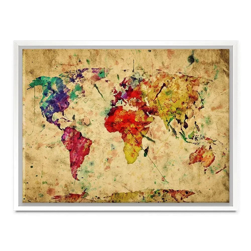 Colourful Vintage World Map Canvas Print