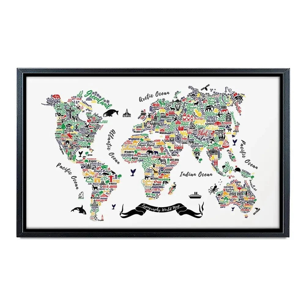Cities World Map Canvas Print
