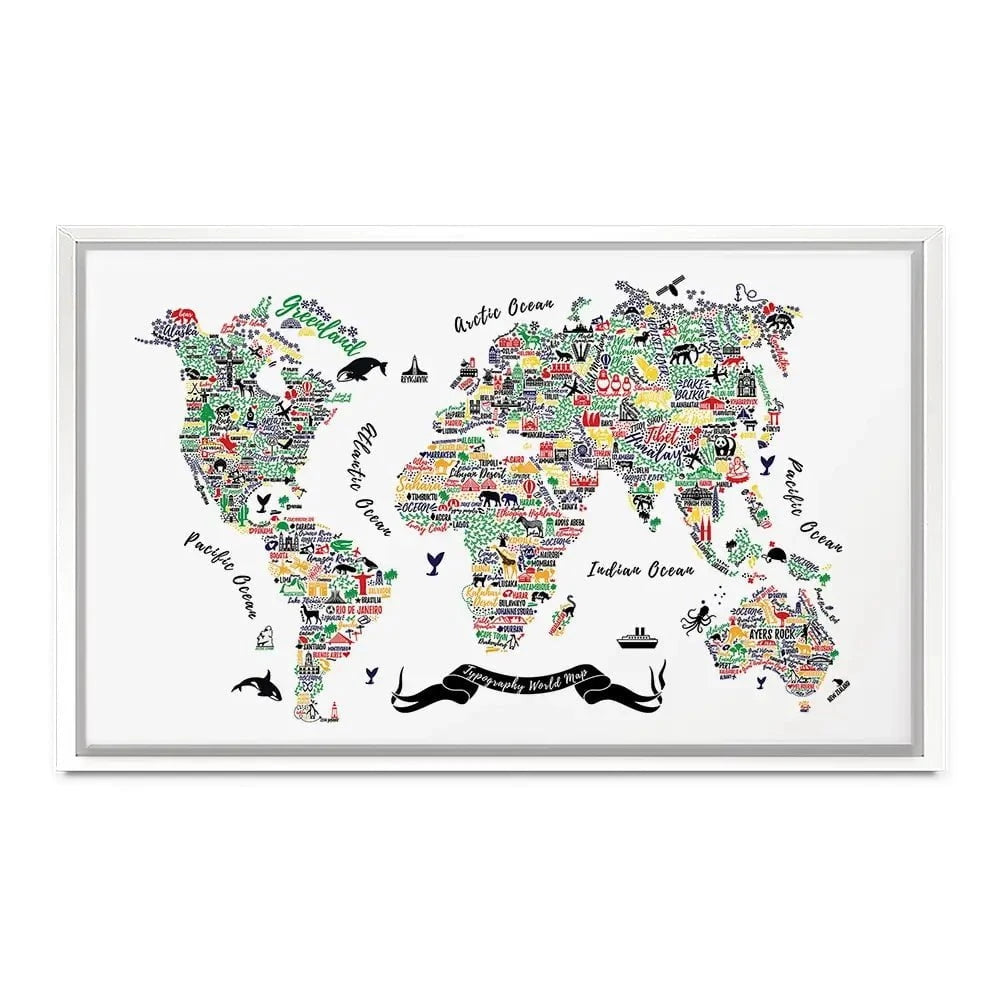 Cities World Map Canvas Print