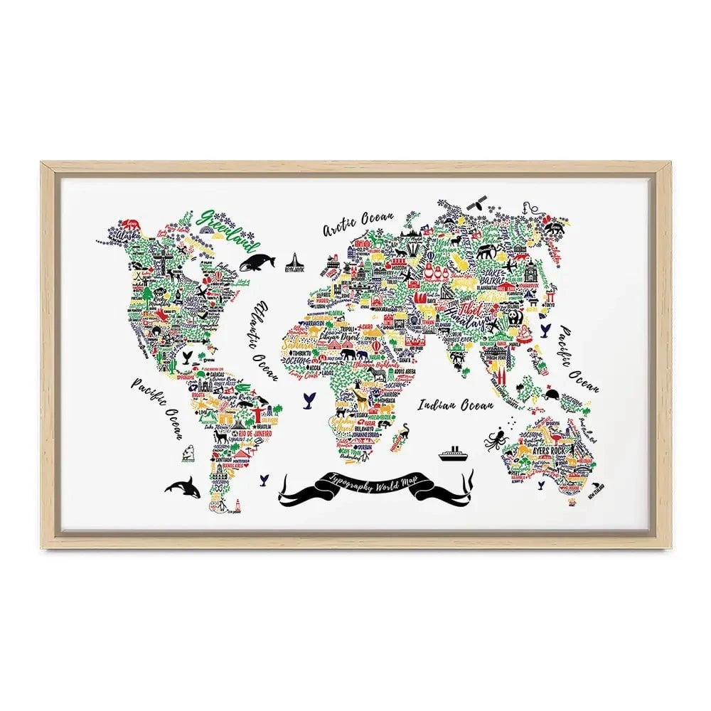 Cities World Map Canvas Print