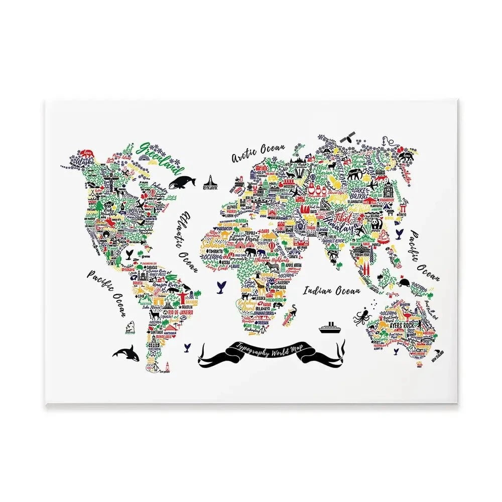 Cities World Map Canvas Print