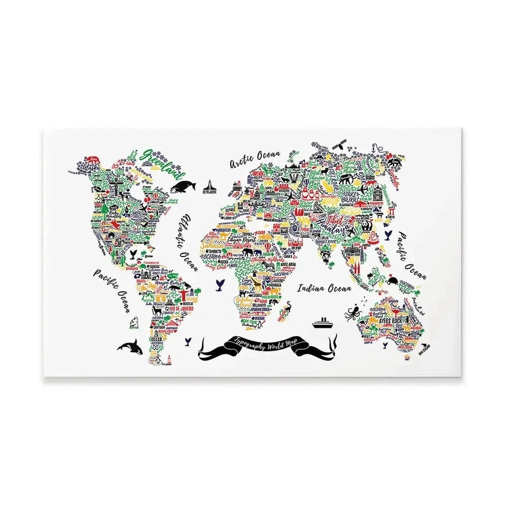 Cities World Map Canvas Print