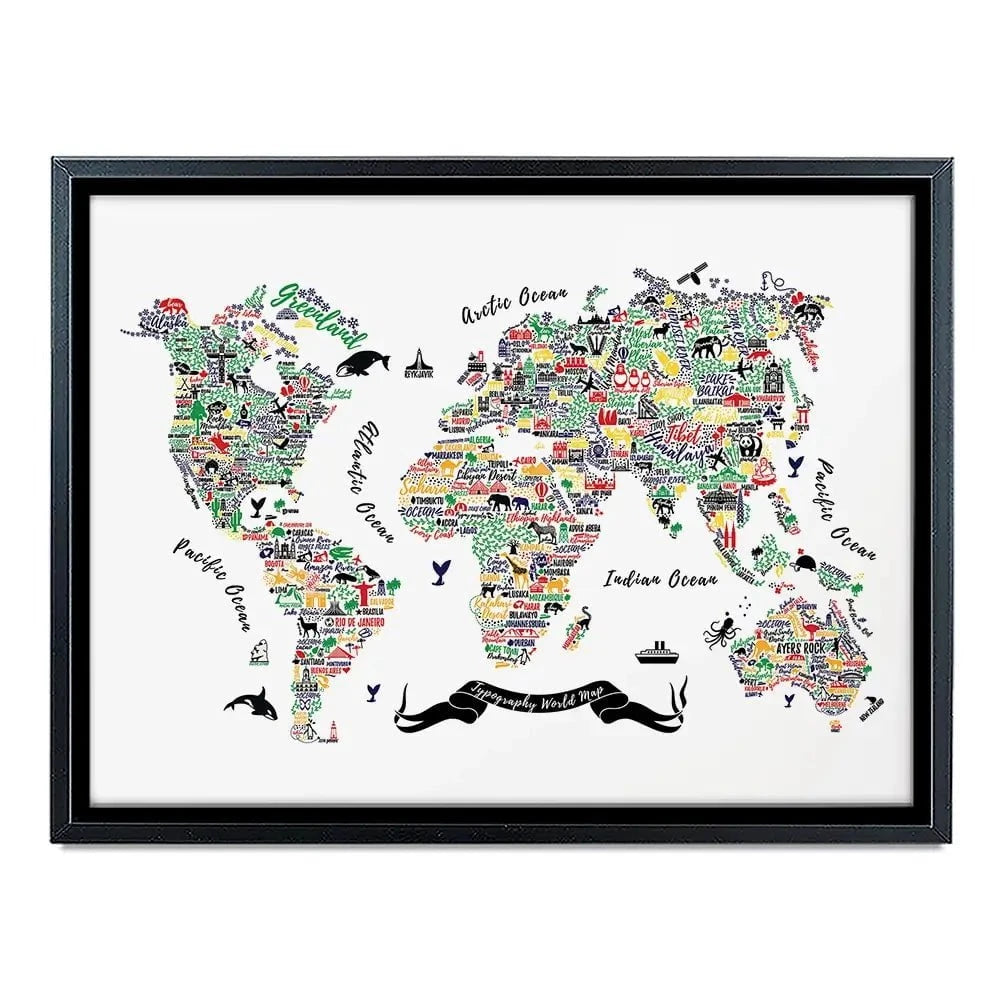 Cities World Map Canvas Print