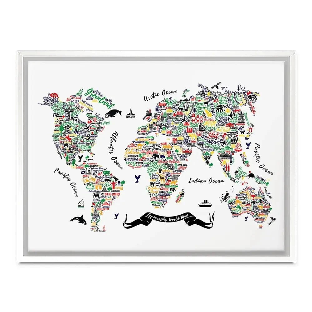 Cities World Map Canvas Print