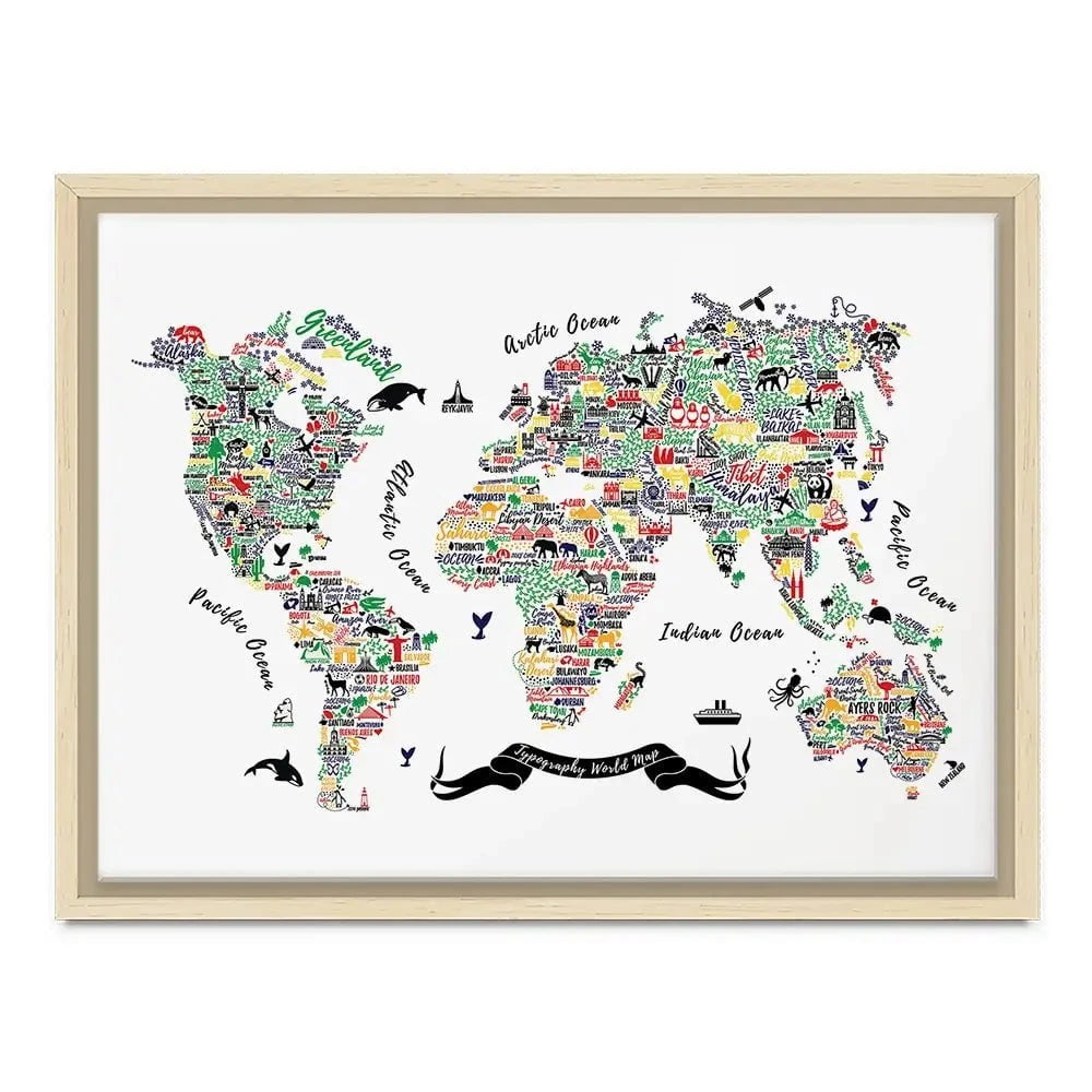 Cities World Map Canvas Print