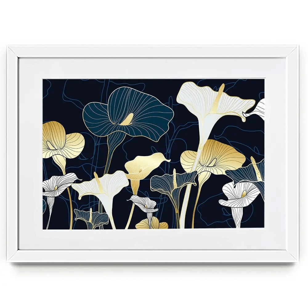 Navy Calla Lily Framed Art Print
