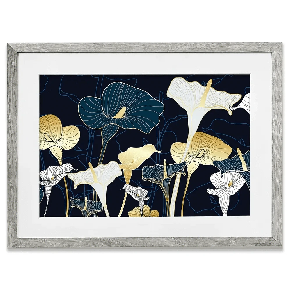 Navy Calla Lily Framed Art Print