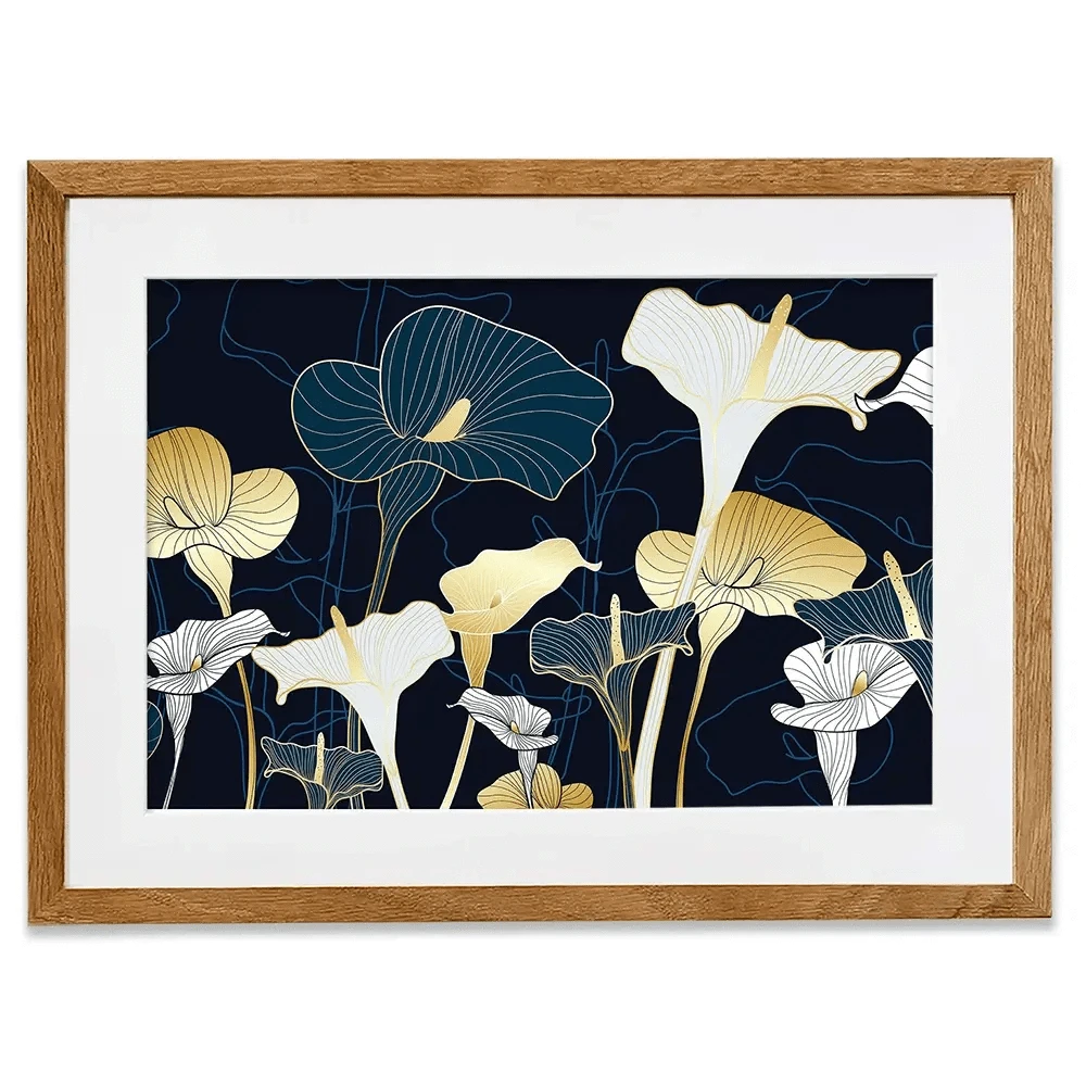 Navy Calla Lily Framed Art Print