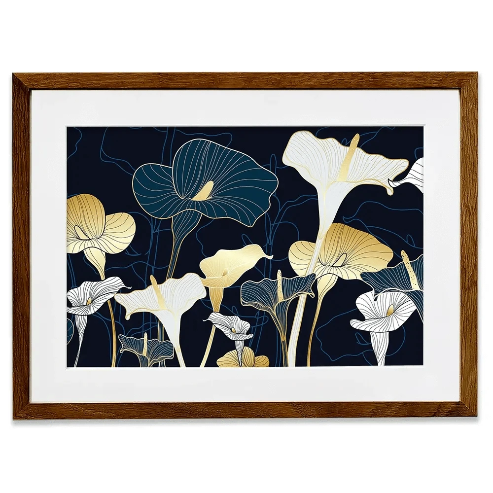 Navy Calla Lily Framed Art Print