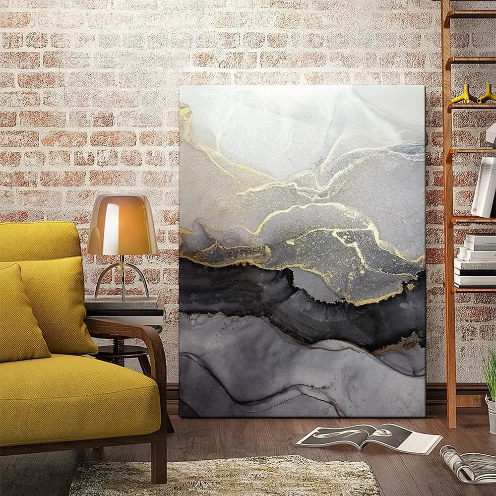 Charcoal Marble Abstract Canvas Print