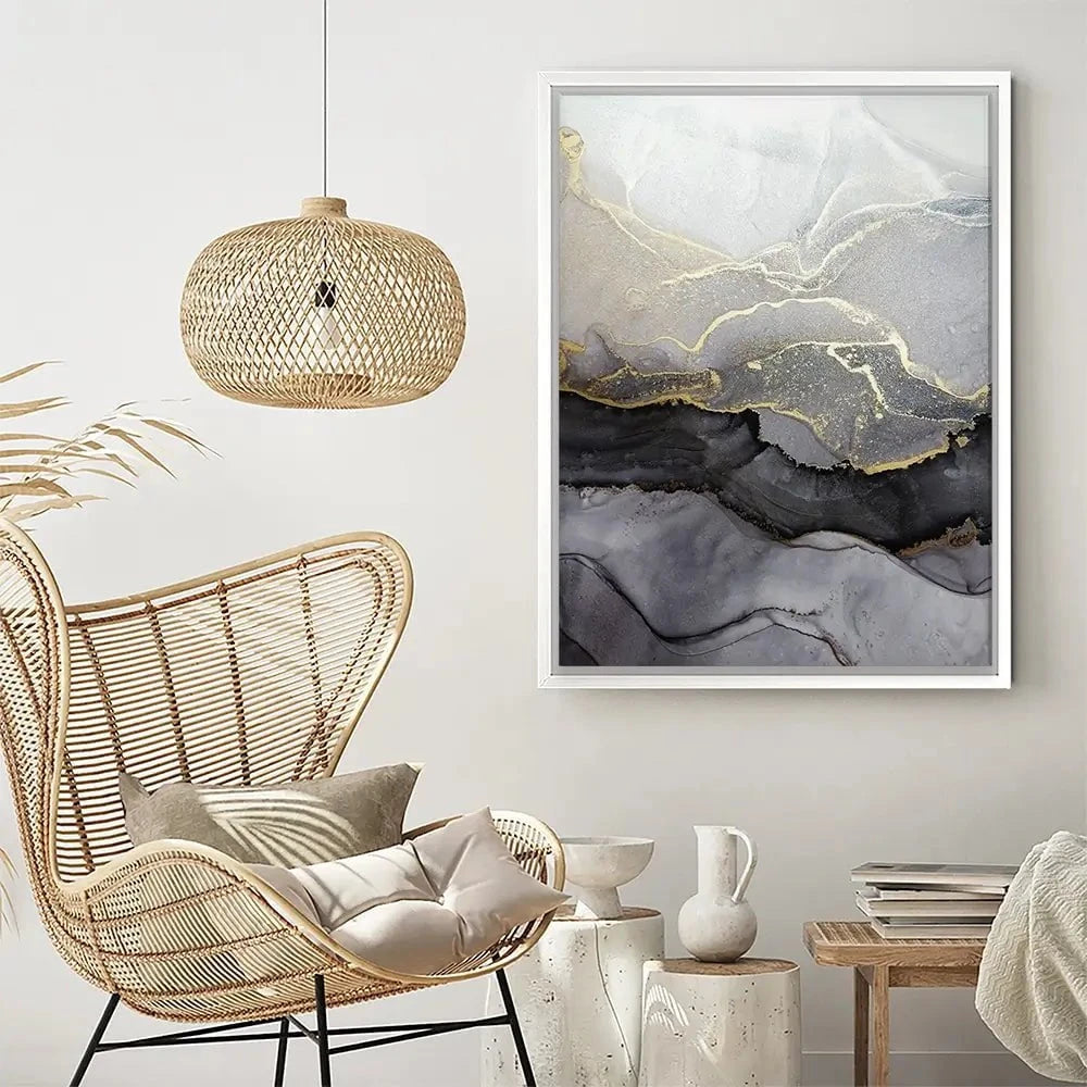 Charcoal Marble Abstract Canvas Print