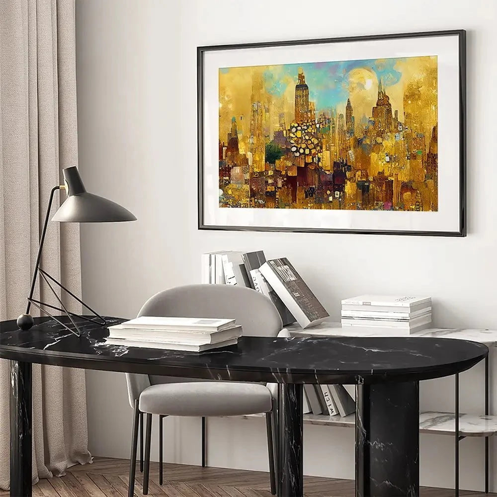 Klimt Style City Framed Art Print