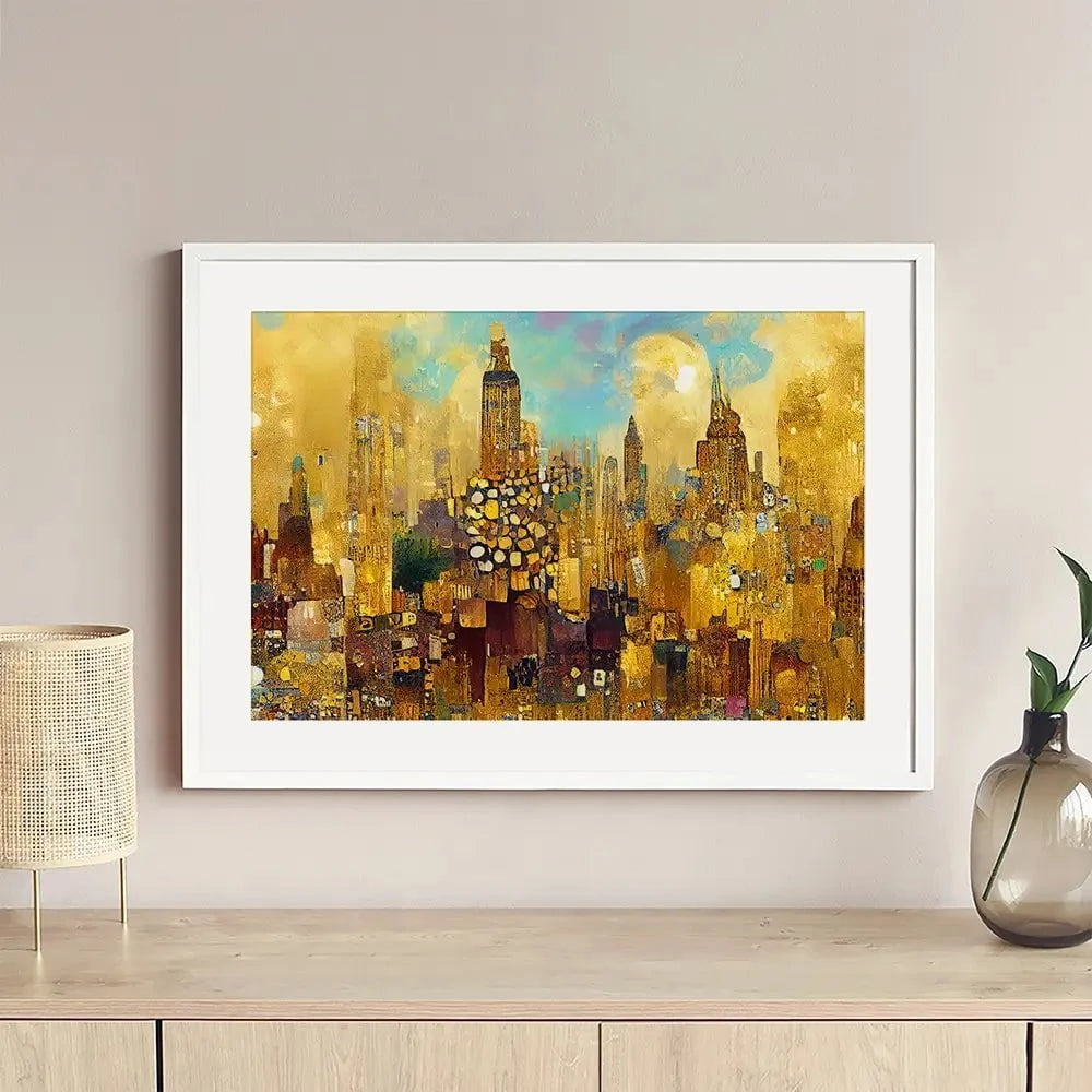 Klimt Style City Framed Art Print
