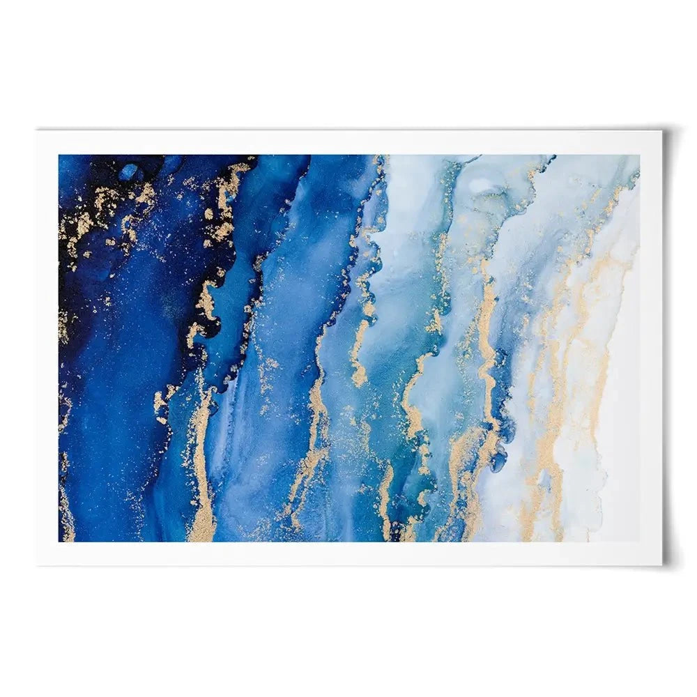 Blue Ombre Marble Art Print