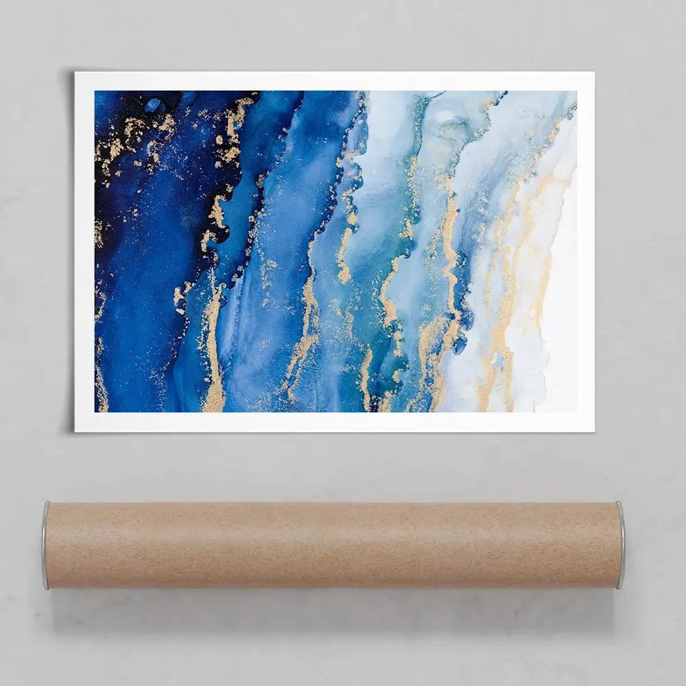 Blue Ombre Marble Art Print