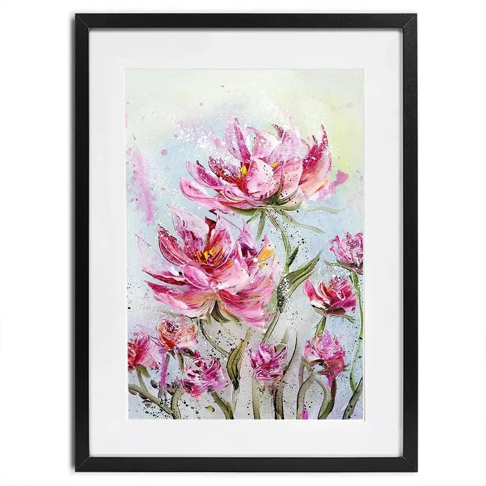 Pink Flower Splash Framed Art Print
