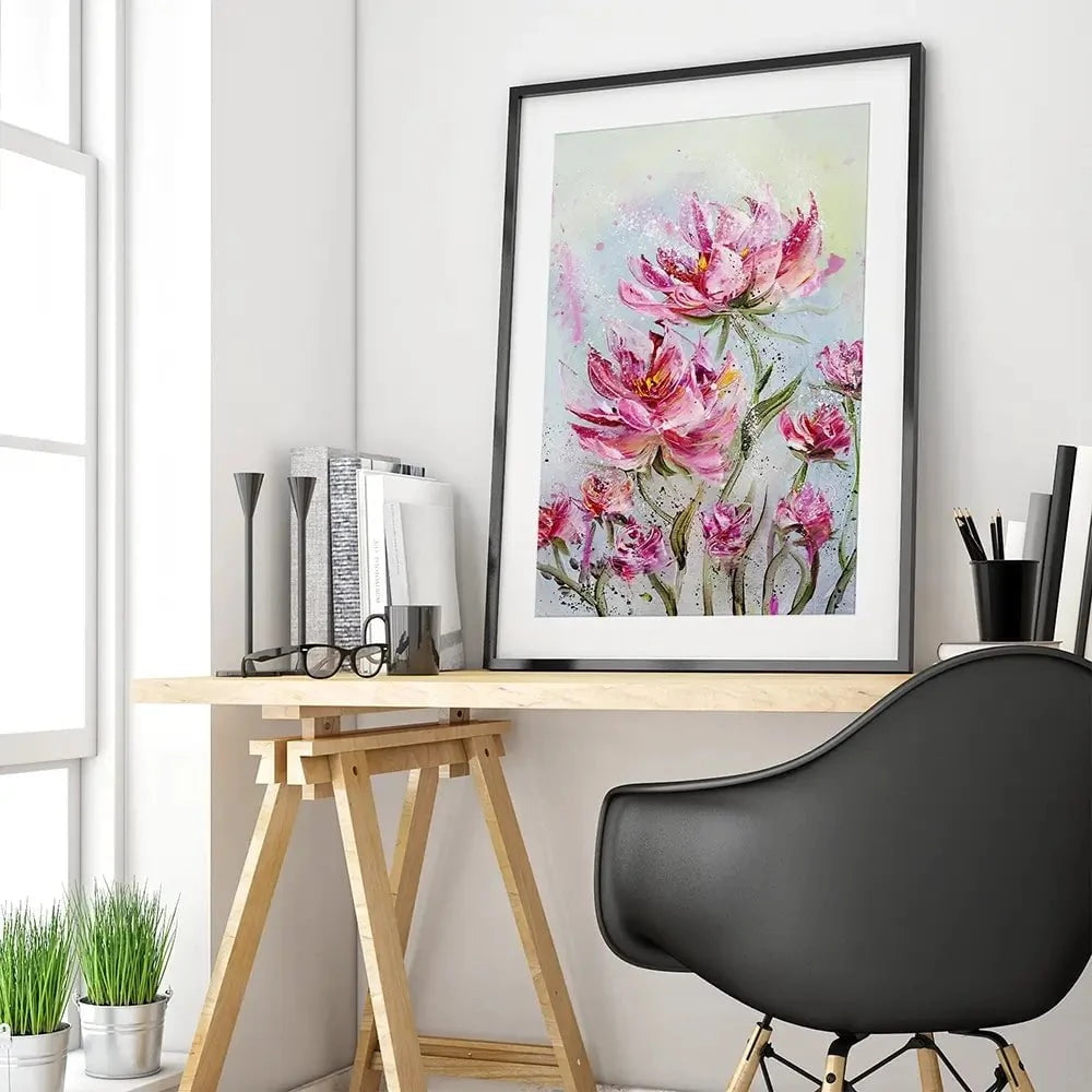 Pink Flower Splash Framed Art Print