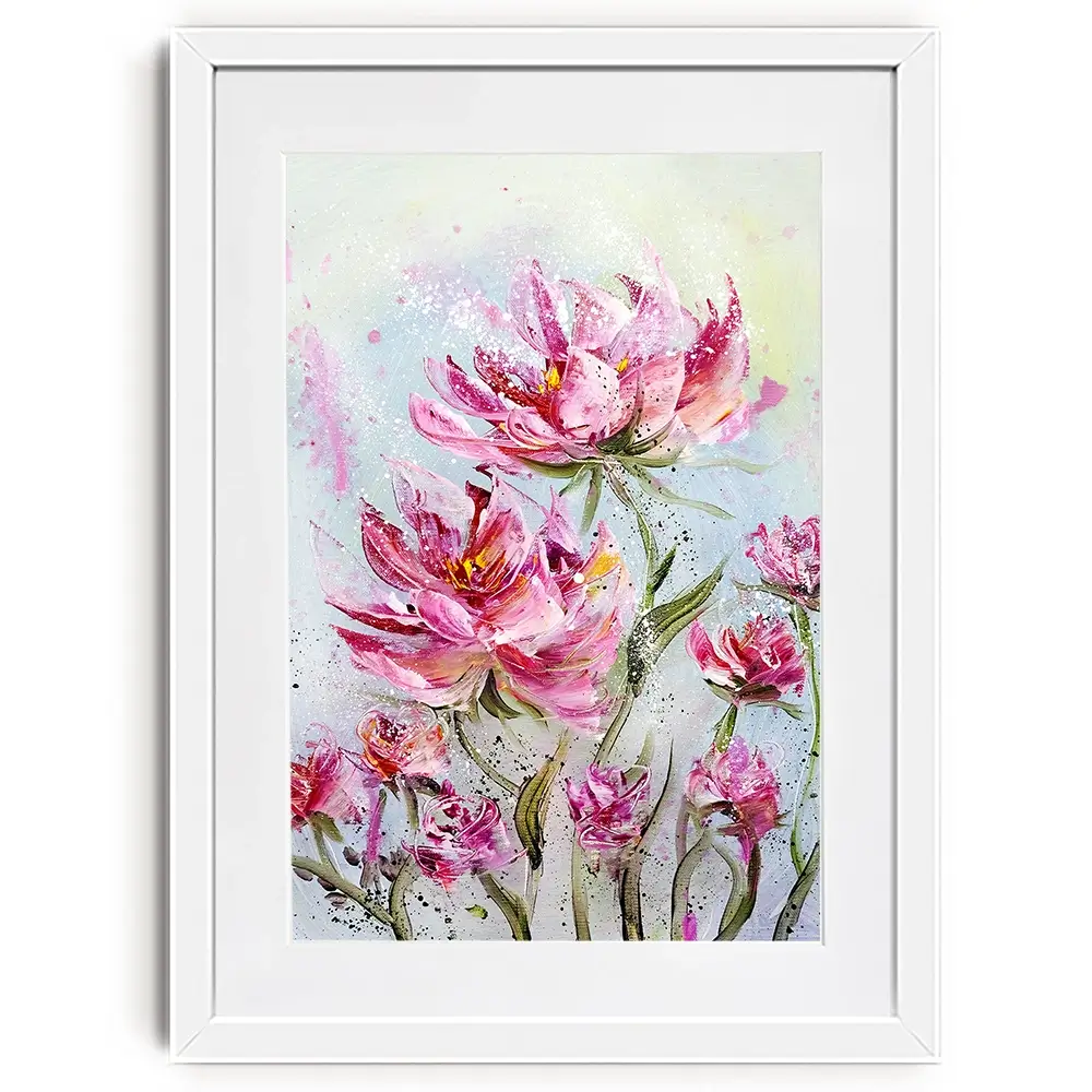Pink Flower Splash Framed Art Print