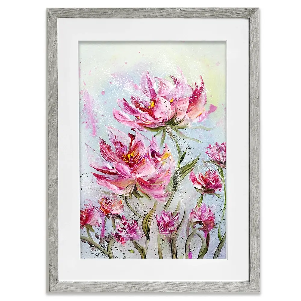 Pink Flower Splash Framed Art Print
