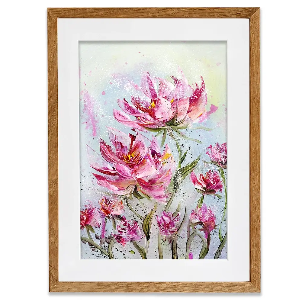 Pink Flower Splash Framed Art Print