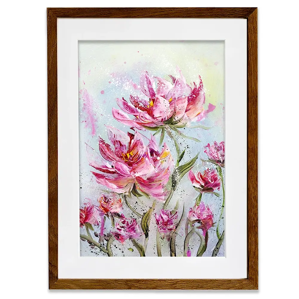 Pink Flower Splash Framed Art Print