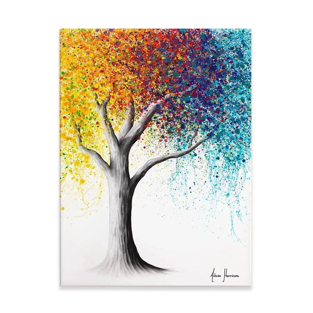 Rainbow Rollicking Tree Canvas Print
