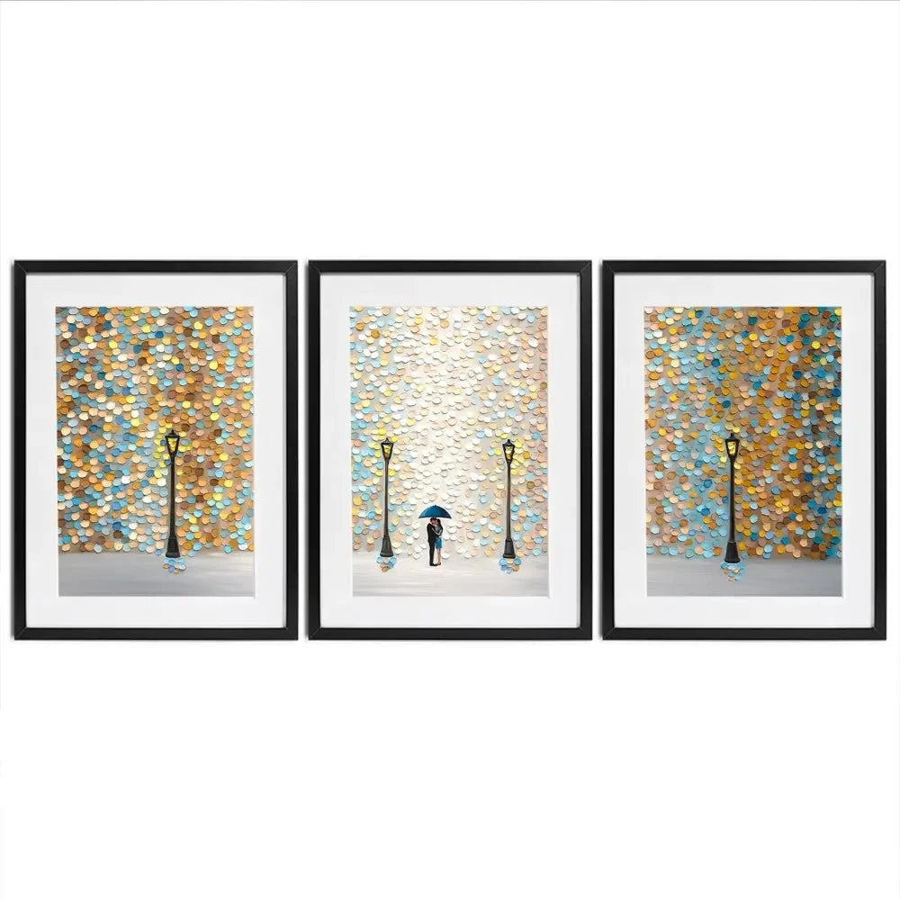 Kiss Under The Golden Rain Framed Art Print Trio