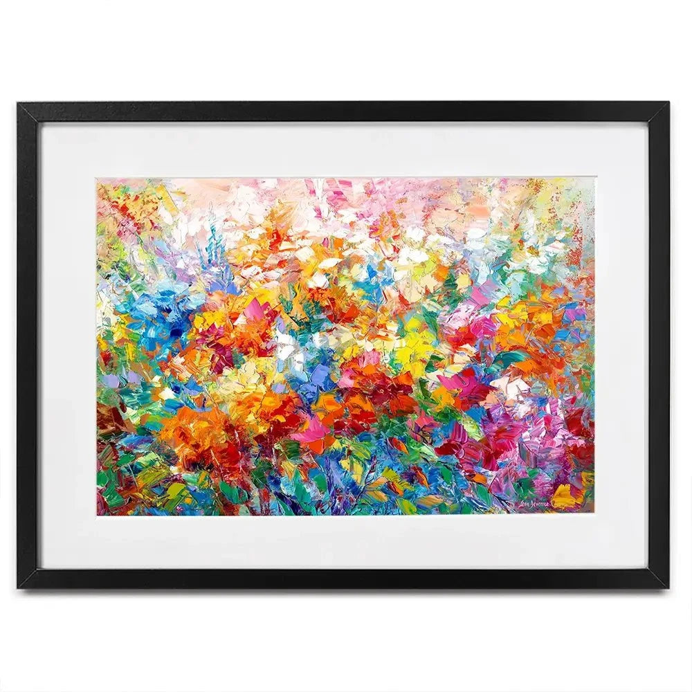 Colourful Abstract Floral Framed Art Print