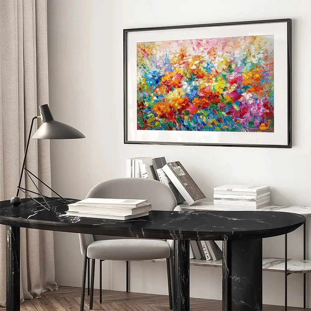 Colourful Abstract Floral Framed Art Print