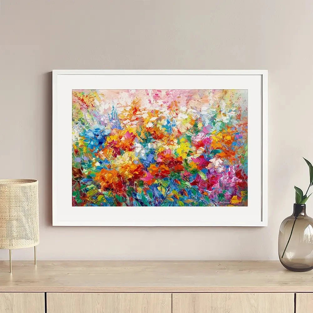 Colourful Abstract Floral Framed Art Print