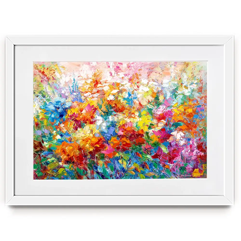 Colourful Abstract Floral Framed Art Print