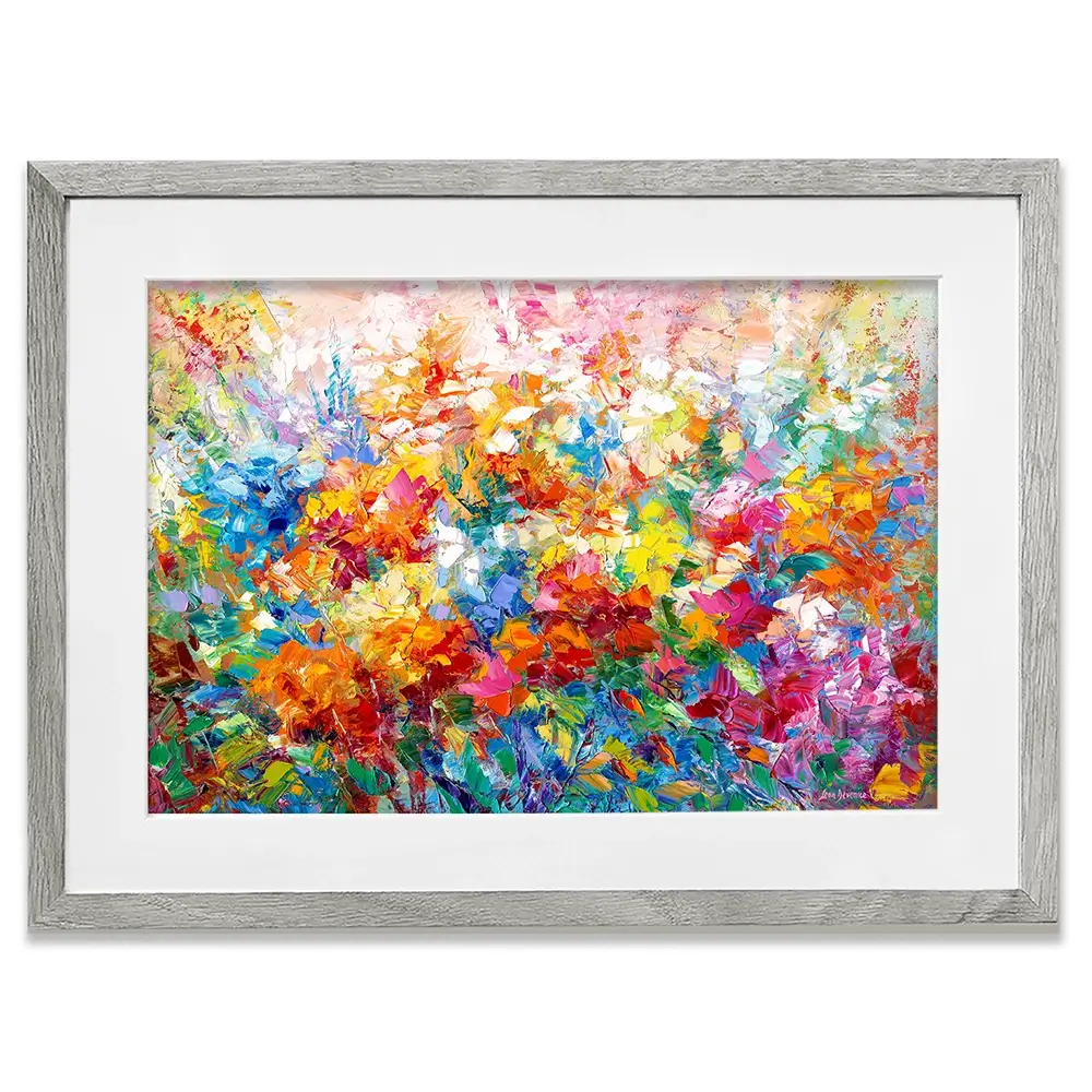 Colourful Abstract Floral Framed Art Print