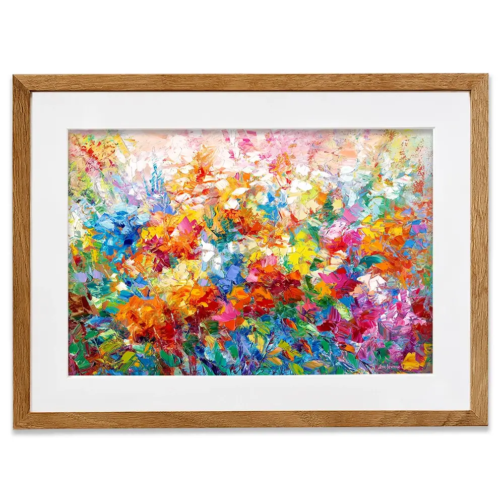 Colourful Abstract Floral Framed Art Print