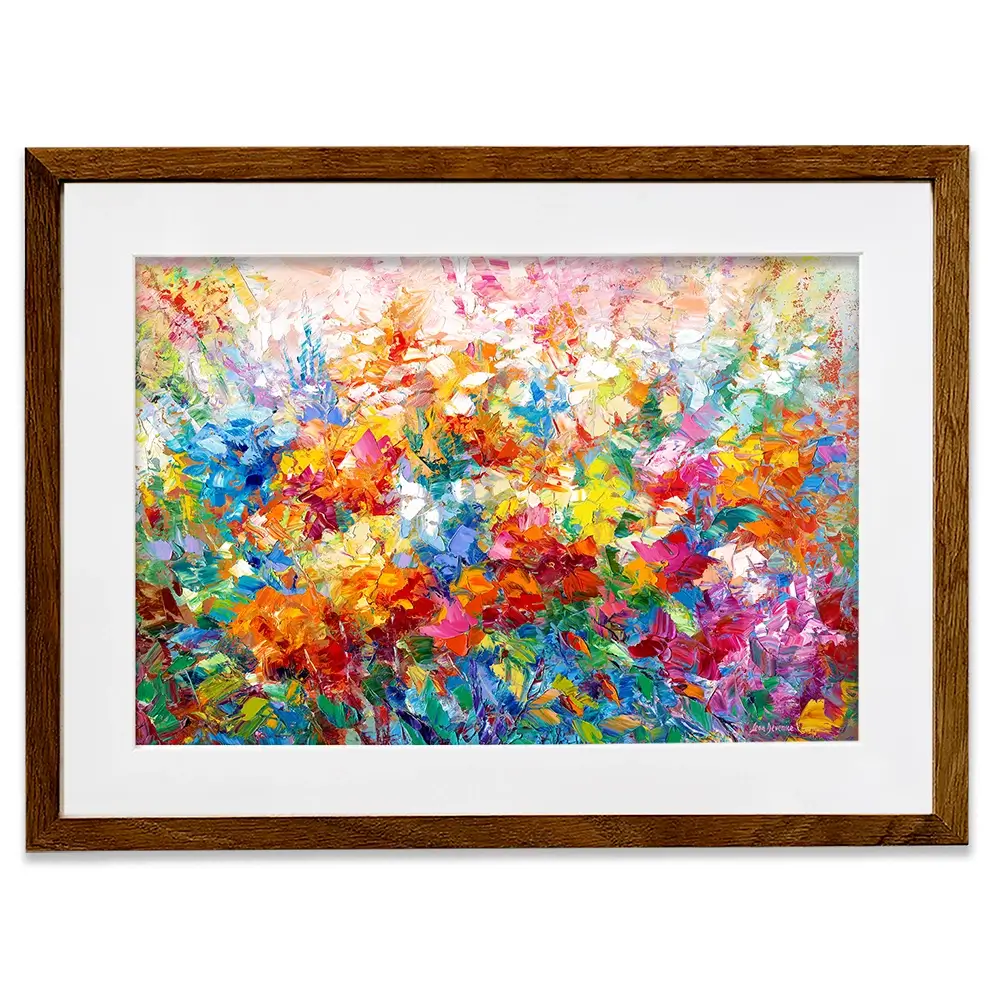 Colourful Abstract Floral Framed Art Print
