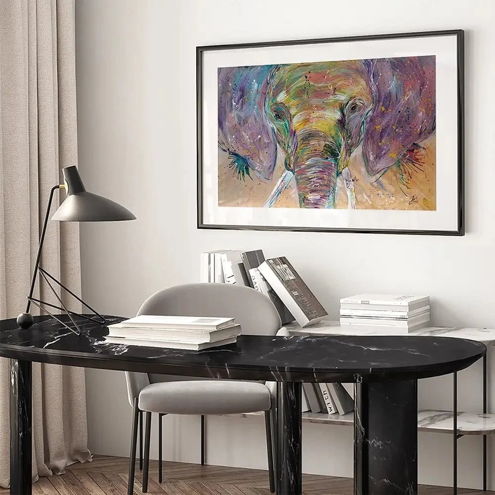 Elephant Splashes Framed Art Print
